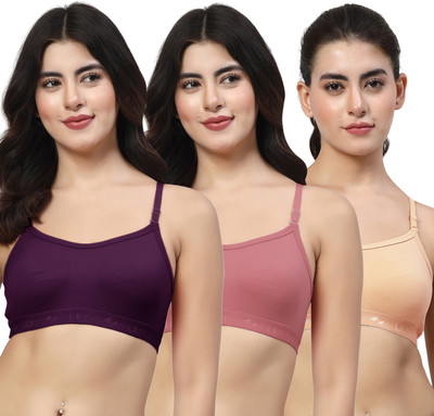 LILY 3321Mino Women Sports Non Padded Bra(Purple, Maroon, Orange)