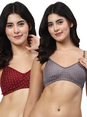 LILY Itida Women T-Shirt Non Padded Bra(Maroon, Grey)