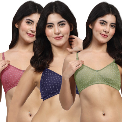 LILY itidaMino Women T-Shirt Non Padded Bra(Green, Dark Blue, Purple)