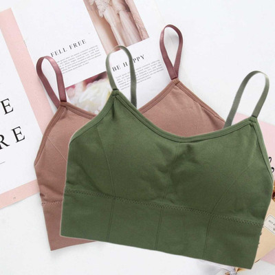 Crusila Women Sports Lightly Padded Bra(Green, Pink)