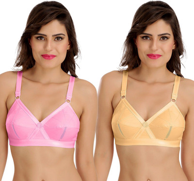 SONA Perfecto Full Coverage Non-Padded Plus Size Cotton Women Minimizer Non Padded Bra(Multicolor)