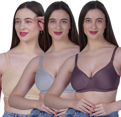 Shyam Sons FLAIR bra Women T-Shirt Lightly Padded Bra(Brown, Grey, Purple)