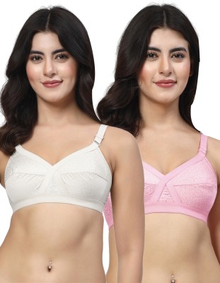 LILY ihskaneem Women Minimizer Non Padded Bra(White, Pink)