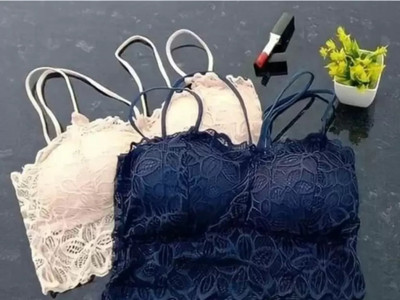 R S ENTERPRISES Women Full Coverage Lightly Padded Bra(Blue, Beige)
