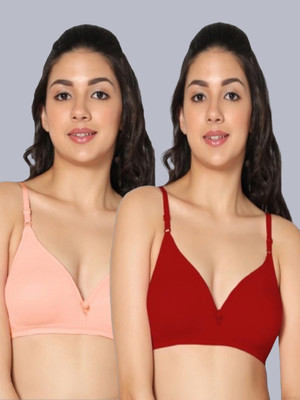Eden EDEN02PEACHRED Women T-Shirt Non Padded Bra(Red, Pink)