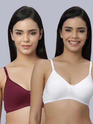 Eden EDEN101MAROONWHITE Women T-Shirt Non Padded Bra(Maroon, White)