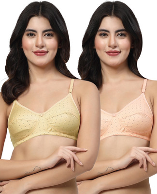 LILY egatniv Women Everyday Non Padded Bra(Beige, Orange)
