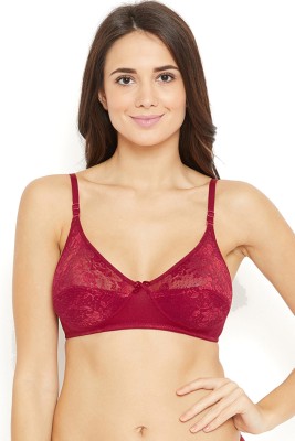 Kamz Nylon Floral Bra Women T-Shirt Non Padded Bra(Maroon)