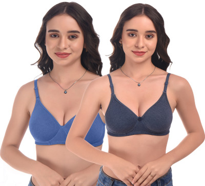 elina Women Push-up Lightly Padded Bra(Blue, Green)