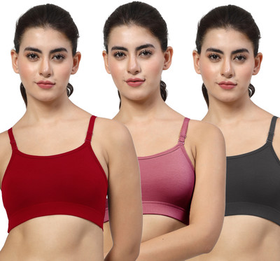 LILY stropsazil Women Sports Non Padded Bra(Maroon, Maroon, Black)