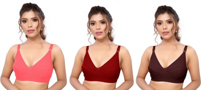 LORLIVA Women's Cotton Blend Heavily Padded Underwire Full Coverage Everyday Bra Women Everyday Heavily Padded Bra(Maroon, Red, Brown)
