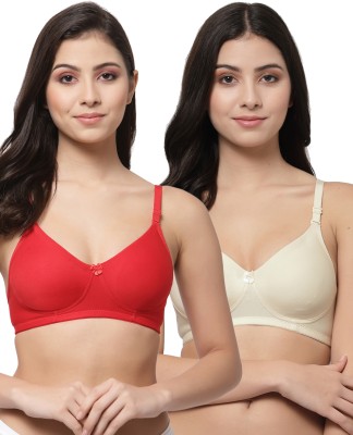 COLLEGE GIRL Detachable Strap Women T-Shirt Lightly Padded Bra(Red, Beige)