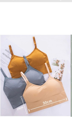 BRANKLY Women Cami Bra Lightly Padded Bra Women Cami Bra Lightly Padded Bra(Grey, Beige, Gold)
