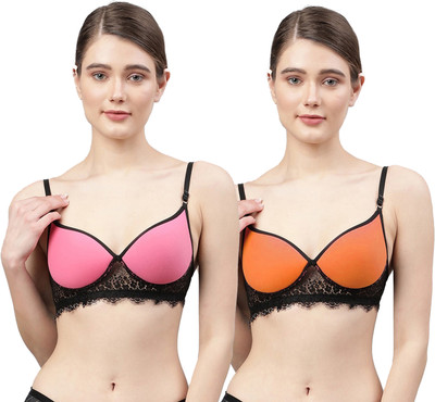 Cup's-In A_Cupri Bra Women Minimizer Lightly Padded Bra(Pink, Orange)