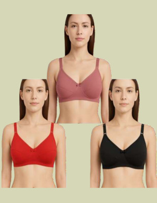 Cosmetize Women Everyday Non Padded Bra(Red, Black, Pink)