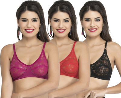 Docare Diamond Women Bralette Non Padded Bra(Purple, Red, Black)