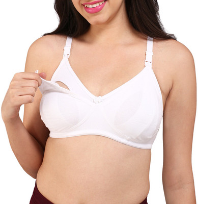BRALUX Non Wired, Seamless, Non Padded Women Maternity/Nursing Non Padded Bra(White)
