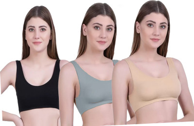 BRAABAA Pack of 3 Women non padded beginner sports bra Women Sports Non Padded Bra(Multicolor)
