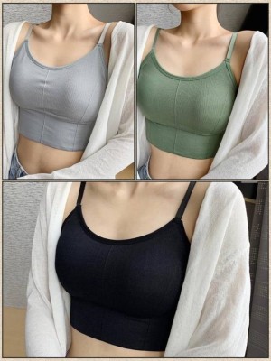 FiveFlag Women T-Shirt Lightly Padded Bra(Grey, Green, Black)