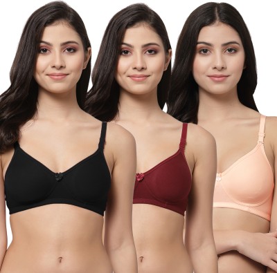 Docare NovaPad Women T-Shirt Lightly Padded Bra(Black, Maroon, Orange)