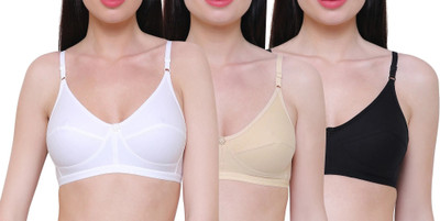 HouseOfCommon Women Full Coverage Non Padded Bra(White, Black, Beige)