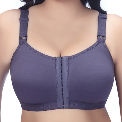 Trylo FRONT OPEN-GREY-34-D-CUP Women Full Coverage Non Padded Bra(Grey)