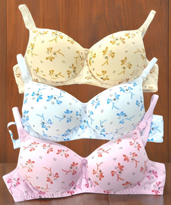 Anamta Pack of 3 Padded print bra Women Push-up Lightly Padded Bra(Multicolor)