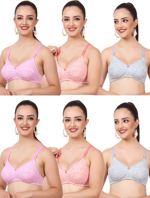FigureFit Ishika Women Everyday Non Padded Bra(Pink, Orange, Grey)