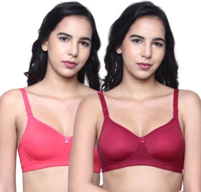 INKURV lily Women T-Shirt Lightly Padded Bra(Pink, Maroon)