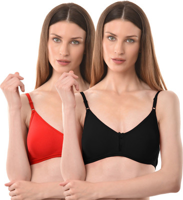 Vanila B Cup Size Comfortable and Supportive Casual Bra (Size 40, Pack of 2) Women Everyday Non Padded Bra(Red, Black)