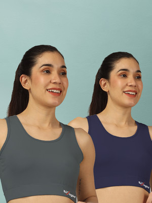 BEYOGINI Women Sports Non Padded Bra(Grey, Blue)