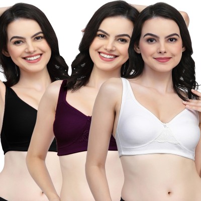 COLLEGE GIRL CG1214 Double Layered Women T-Shirt Non Padded Bra(White, Purple, Black)