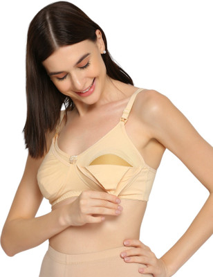 Evamomies Women Maternity/Nursing Non Padded Bra(Beige)