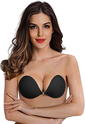 PLUMBURY Stick on Bra Women Stick-on Lightly Padded Bra(Black)