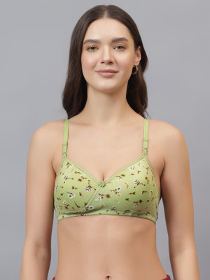 Trinovekat Women T-Shirt Lightly Padded Bra(Green)