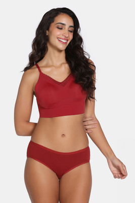 ZIVAME Zivame Seamless Collective Padded Non Wired 3/4Th Coverage Bralette - Red Women Bralette Lightly Padded Bra(Red)