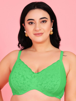 Curvy Love Women Full Coverage Non Padded Wired Bra with Adjustable Straps |Green Women Everyday Non Padded Bra(Green)