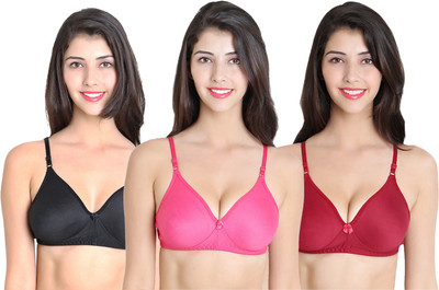 CHILEELIFE Women Everyday Lightly Padded Bra(Pink, Maroon, Black)