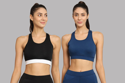 BEING RUNNER Women Everyday Non Padded Bra(Black, Blue)