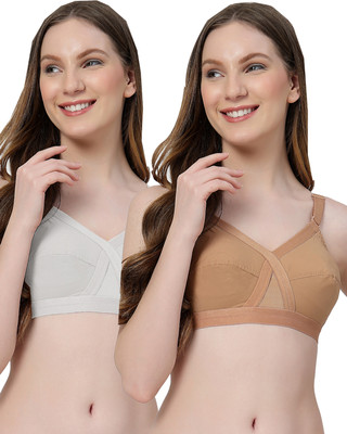LILY C8811 Women Minimizer Non Padded Bra(White, Brown)