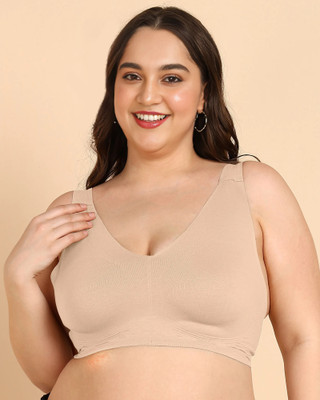 Dressberry Dressberry Seamless Plus-Size Lightly Padded Cotton Bra Women Minimizer Lightly Padded Bra(Beige)