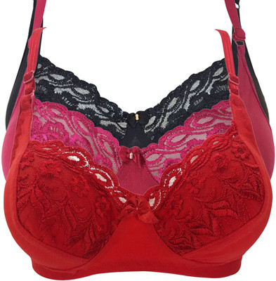 X-WELL Women Everyday Non Padded Bra(Red, Black)