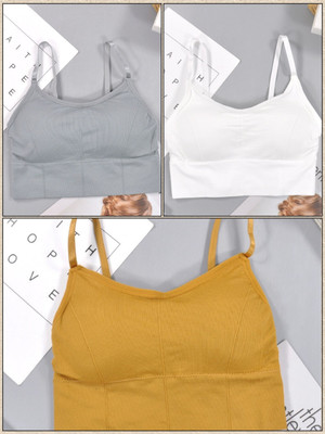 Rowing Women T-Shirt Lightly Padded Bra(Grey, White, Yellow)