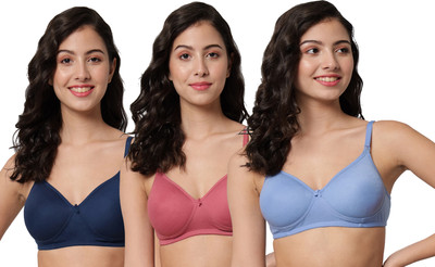 Narsingha Dreams Women Full cup lightly padded bra combo pack of 3 Women T-Shirt Lightly Padded Bra(Blue)