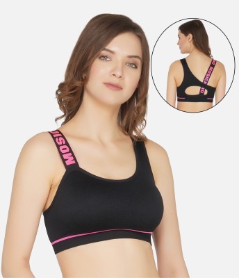 Piftif Women Sports Lightly Padded Bra(Pink, Black)