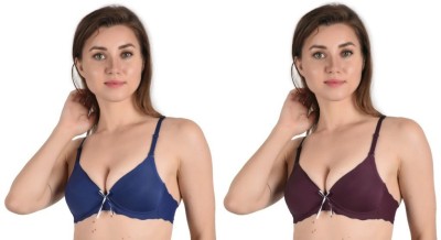 Alexana Women Push-up Lightly Padded Bra(Blue, Purple)