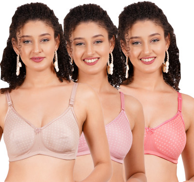 FigureFit MistyMould Women T-Shirt Non Padded Bra(Brown, Pink, Red)