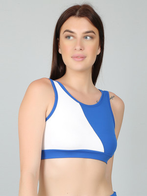 N-gal Women Sports Non Padded Bra(Blue, White)