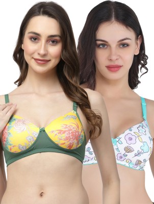 COLLEGE GIRL Polypad-704-Polypad-104 Women Everyday Lightly Padded Bra(Green, Yellow, White)