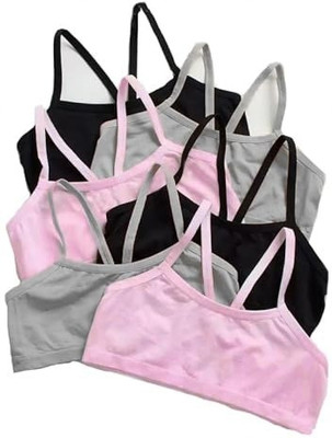 Bruzzline Pack of 6 Girls Everyday Non Padded Cotton beginner Bra (Multicolor) Girls Training/Beginners Non Padded Bra(Black, Pink, Grey)